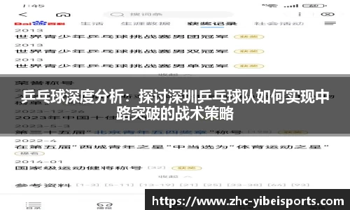乒乓球深度分析:探讨深圳乒乓球队如何实现中路突破的战术策略